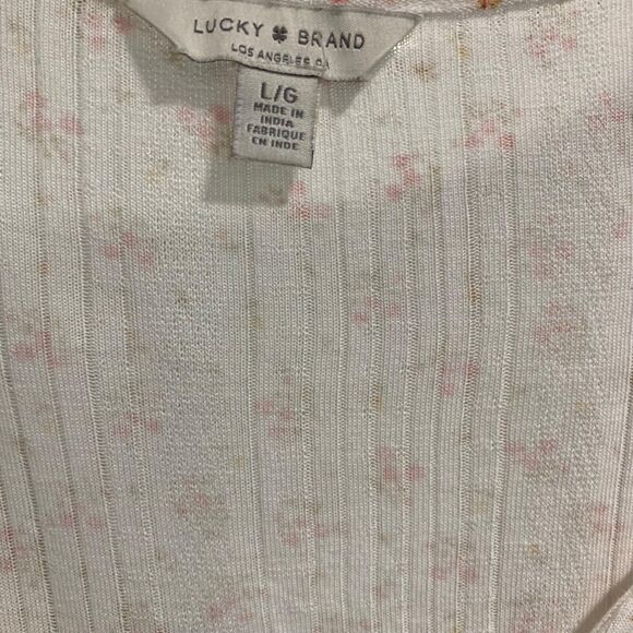 Lucky Brand Womens Calico Floral Cottagecore V Neck Tie Front Long Sleeve Top L - Picture 3 of 6